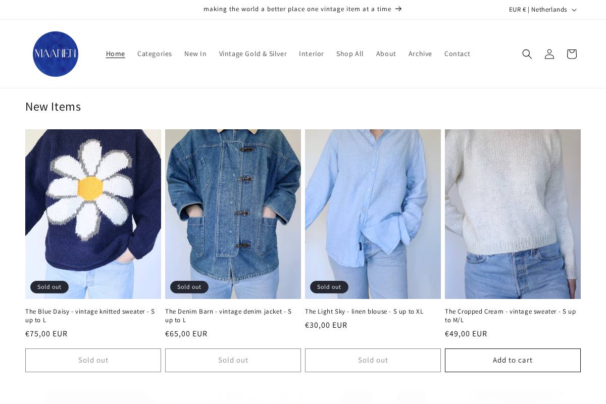 Maanenvintage homepage screenshot