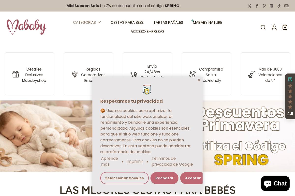 Mababyshop homepage screenshot