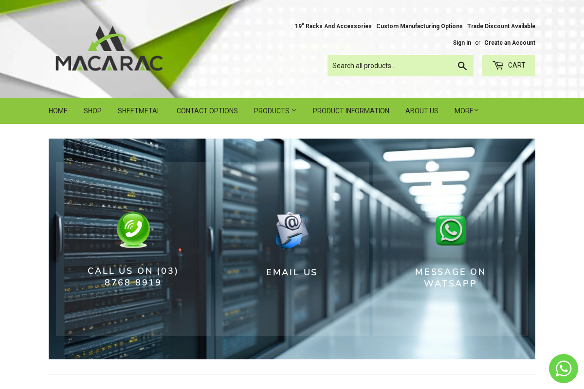 MACARAC 19" Inch Sheetmetal homepage screenshot