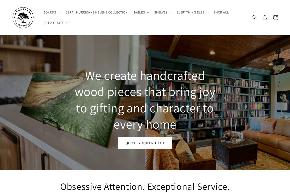macarthurwoodworks.com homepage screenshot