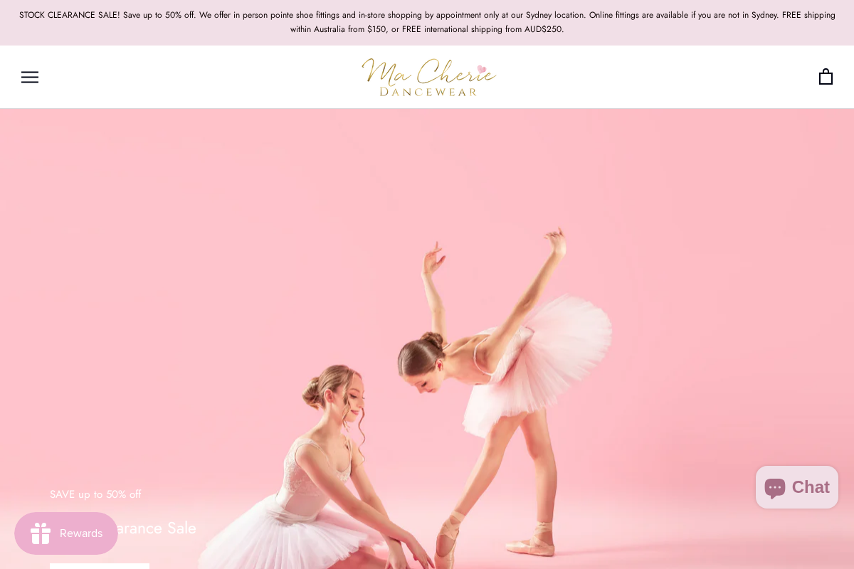 macheriedancewear.com.au homepage screenshot