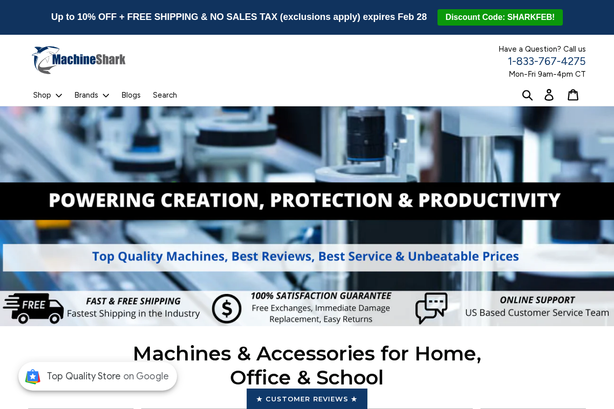 MachineShark homepage screenshot