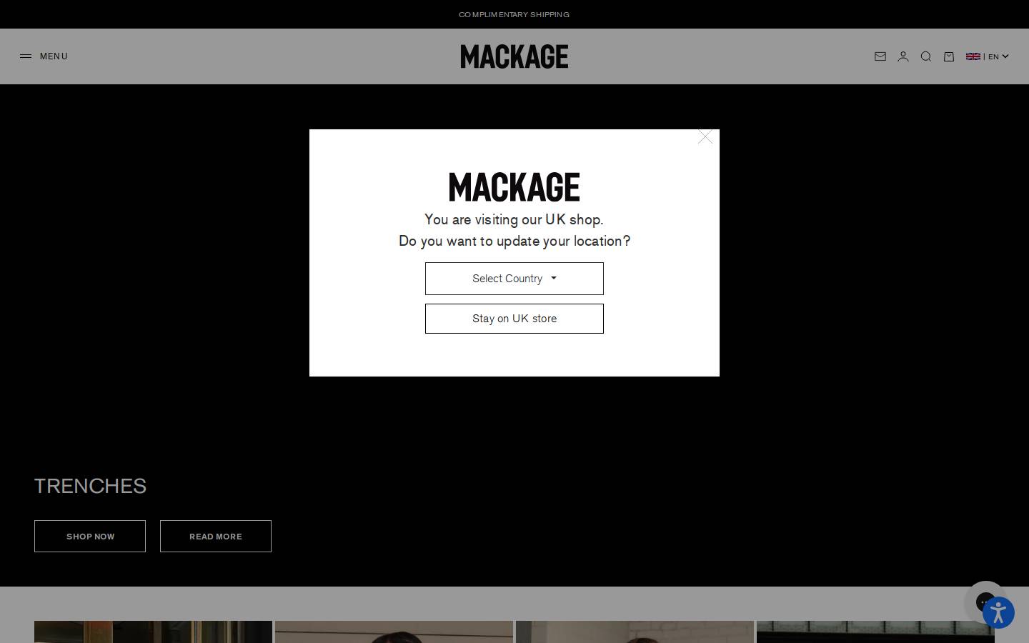 mackage.co.uk homepage screenshot