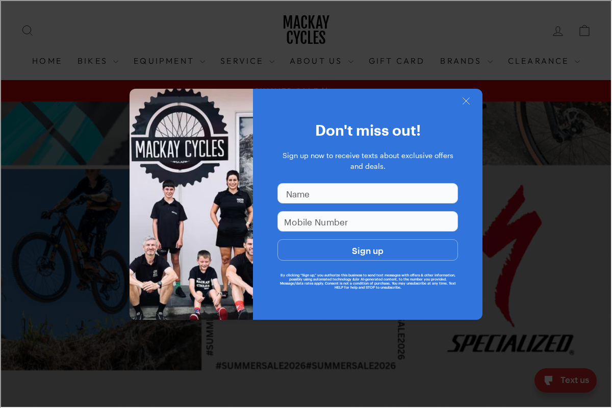 Mackay Cycles homepage screenshot