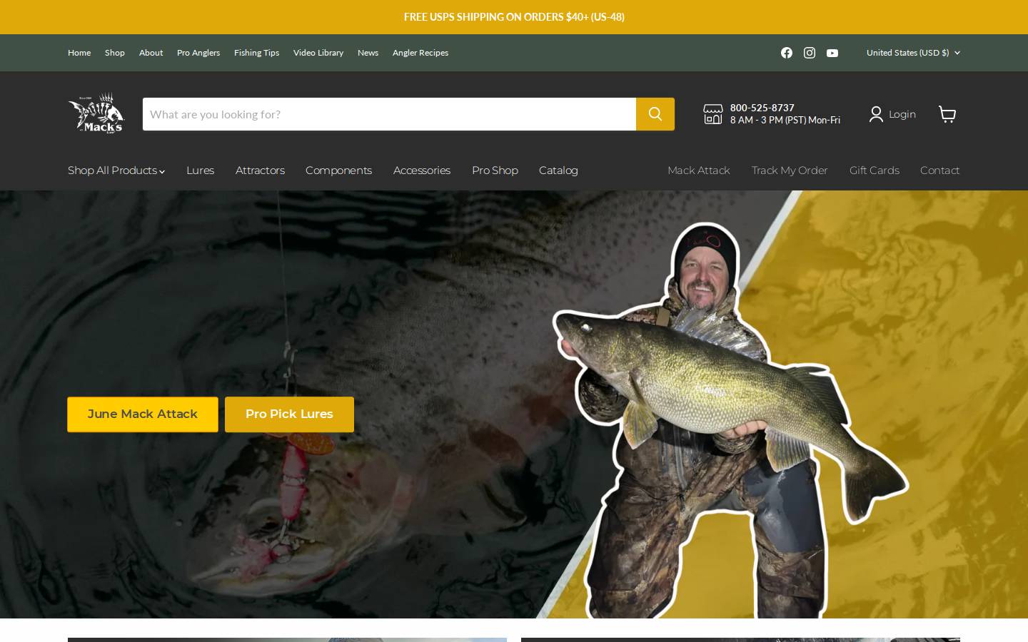 Mack's Lure homepage screenshot