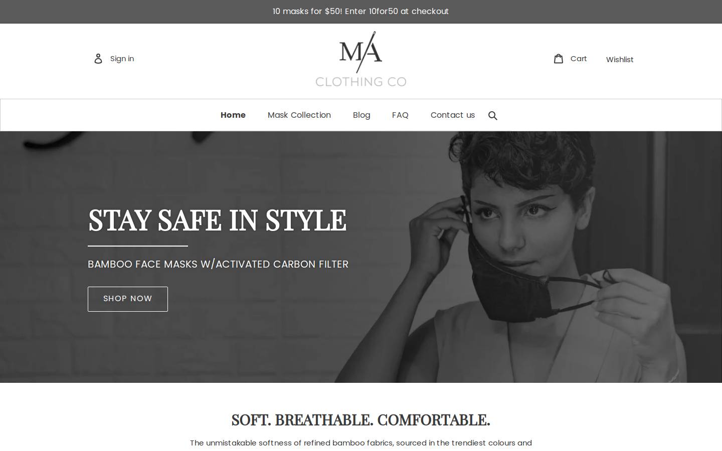 maclothingcompany.com homepage screenshot
