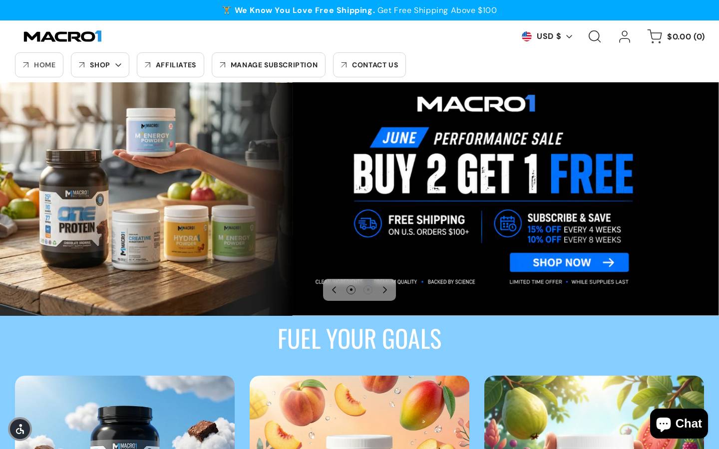 macro1nutrition.com homepage screenshot