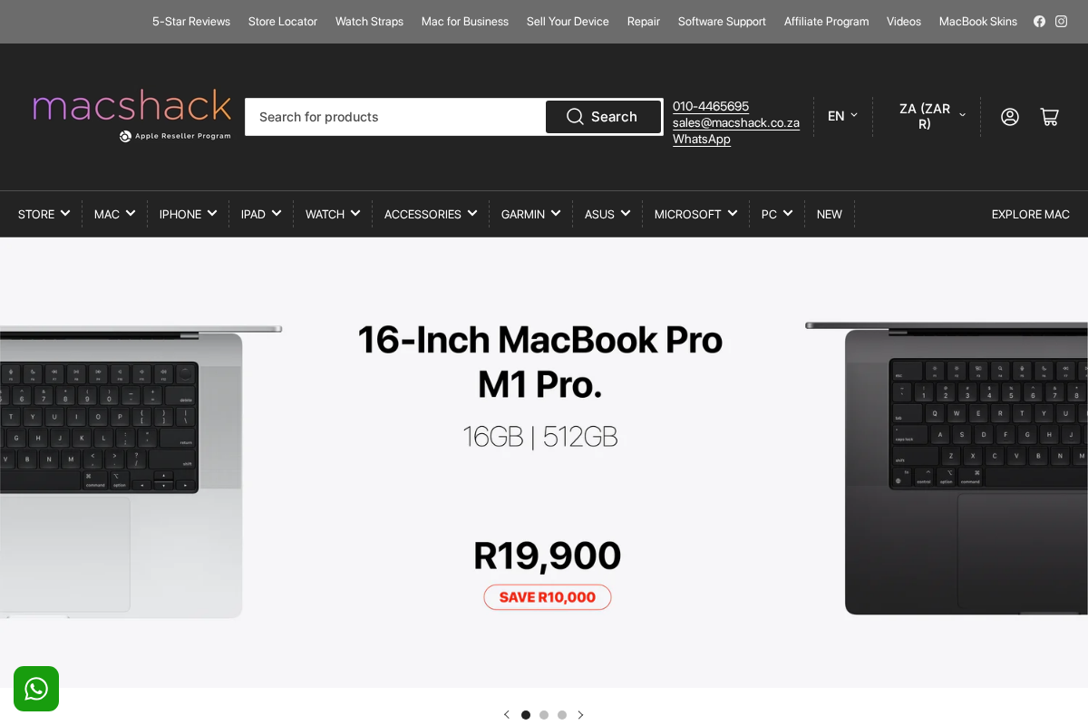 Mac Shack homepage screenshot