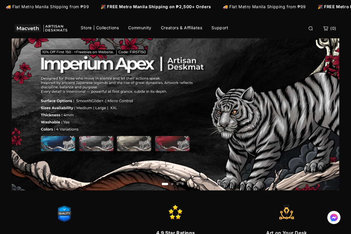 MacvethOS Artisan Deskmat homepage screenshot