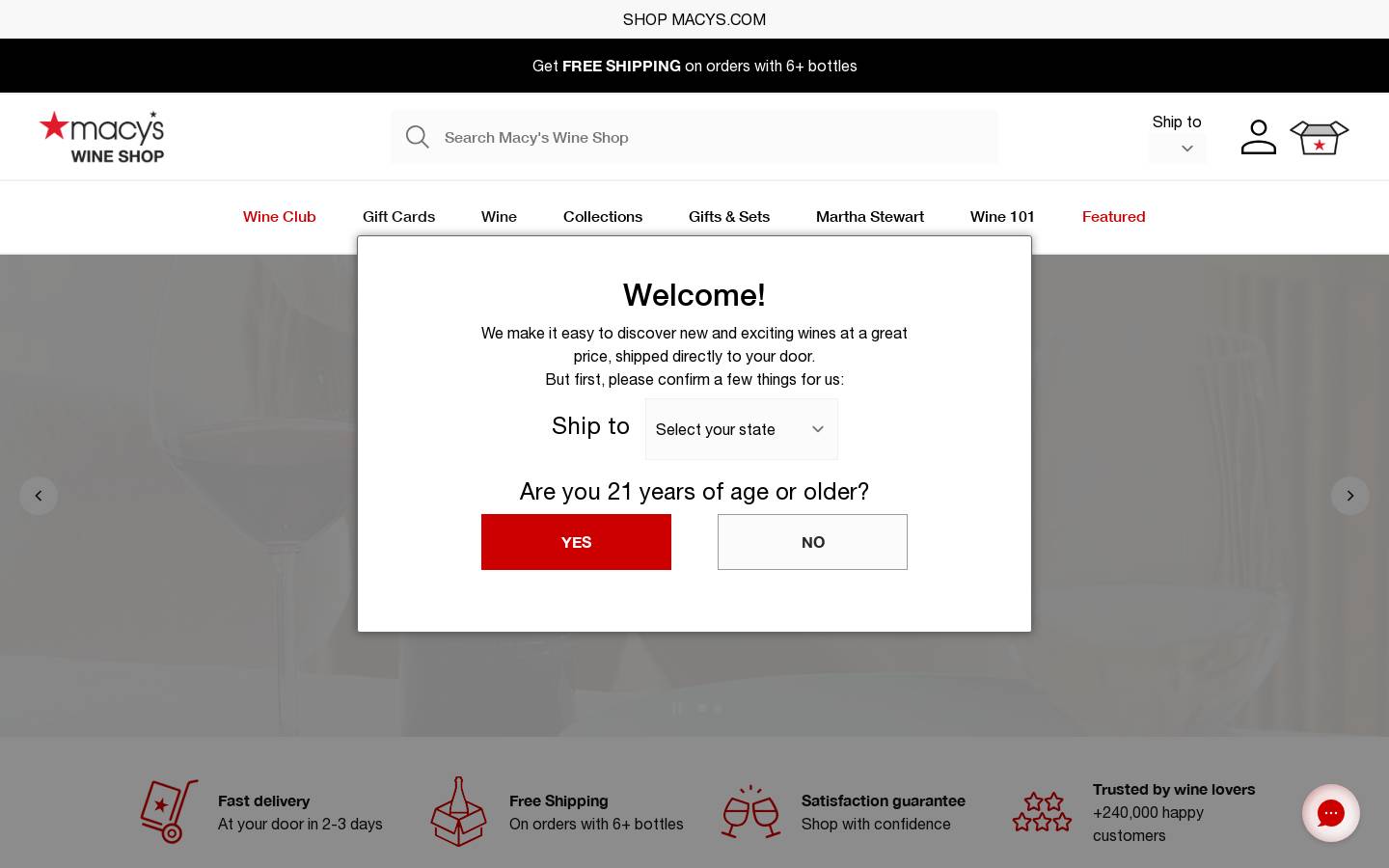 Macyswineshop homepage screenshot
