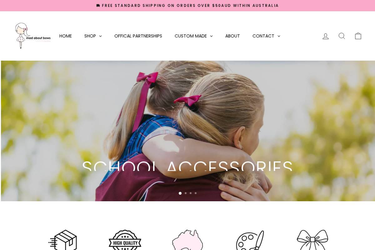 madaboutbows.com.au homepage screenshot