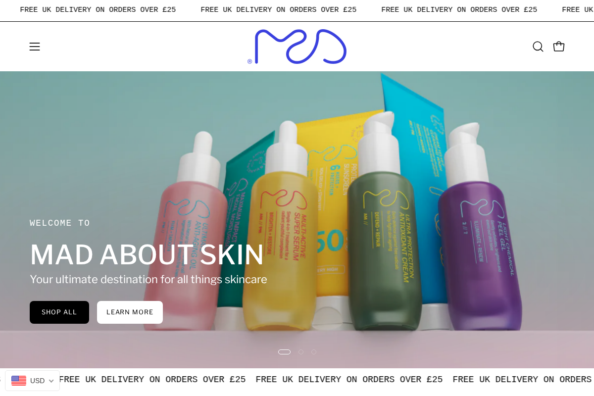 Madaboutskincare homepage screenshot