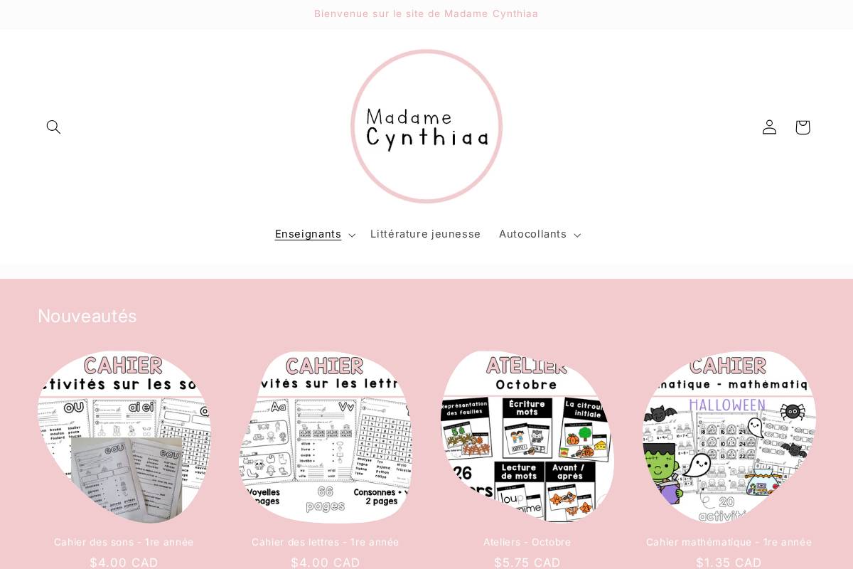 madamecynthiaa.com homepage screenshot