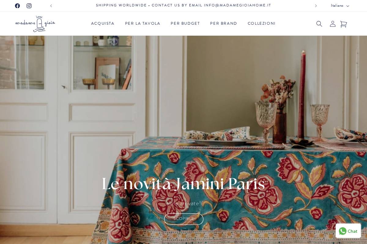 madamegioiahome.it homepage screenshot