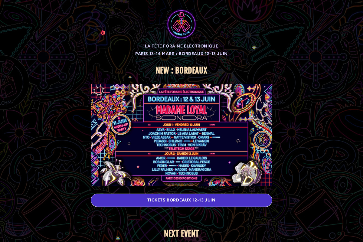 madameloyalfestival.com homepage screenshot