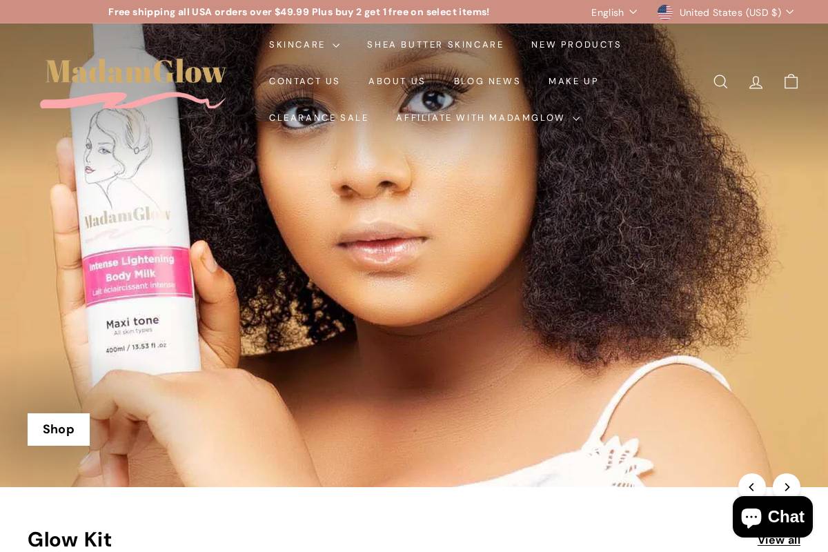 madamglow.com homepage screenshot