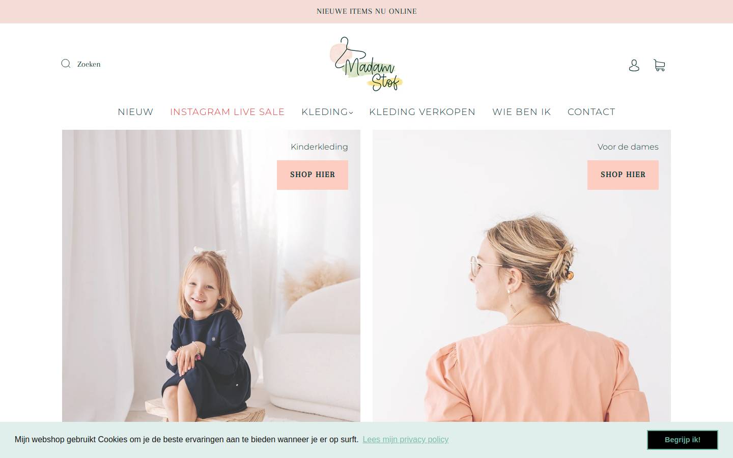 madamstof.be homepage screenshot