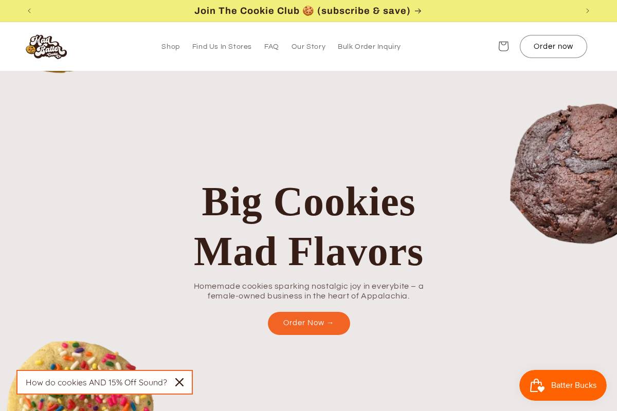 madbattercookie.com homepage screenshot