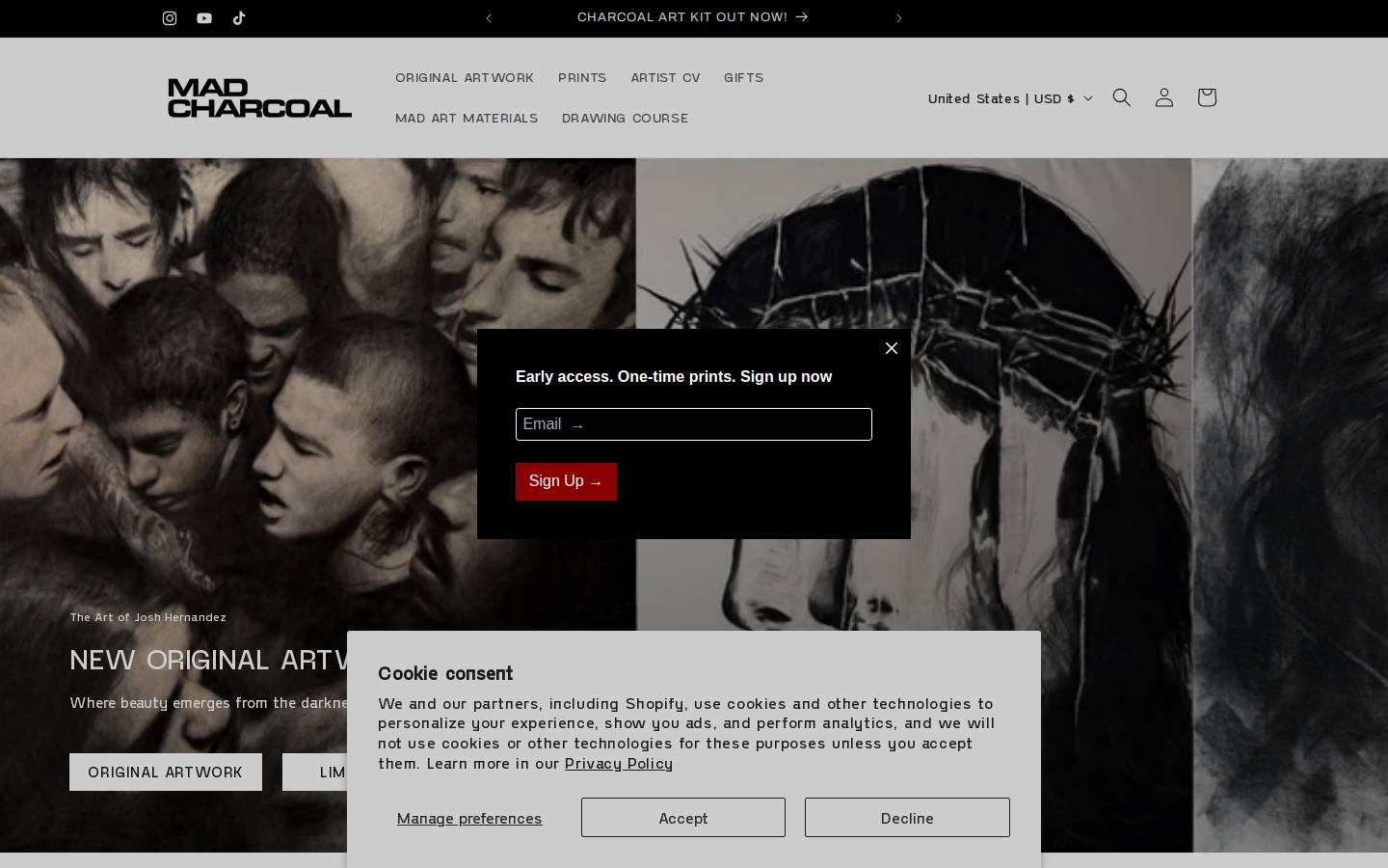 madcharcoal.com homepage screenshot