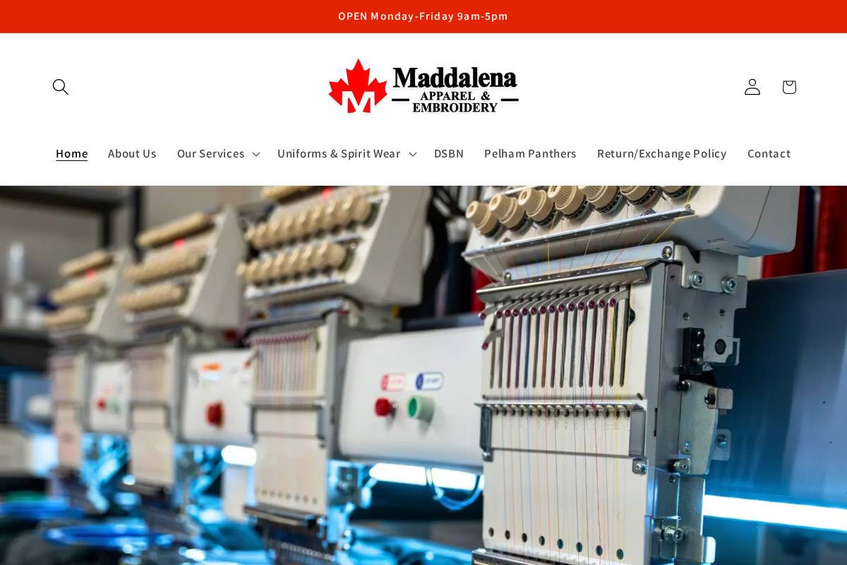 maddalena-uniforms.com homepage screenshot