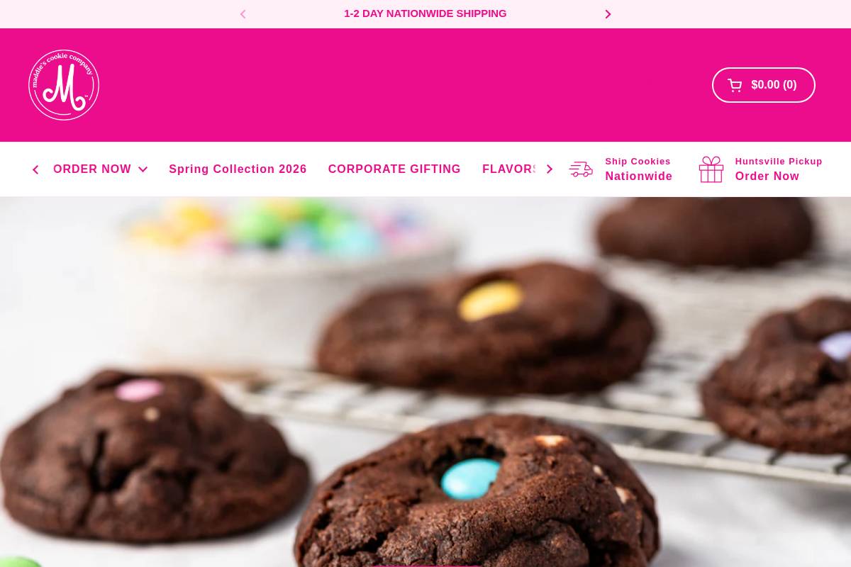 maddiescookiecompany.com homepage screenshot