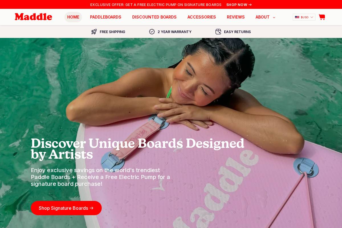 maddleboards.com homepage screenshot