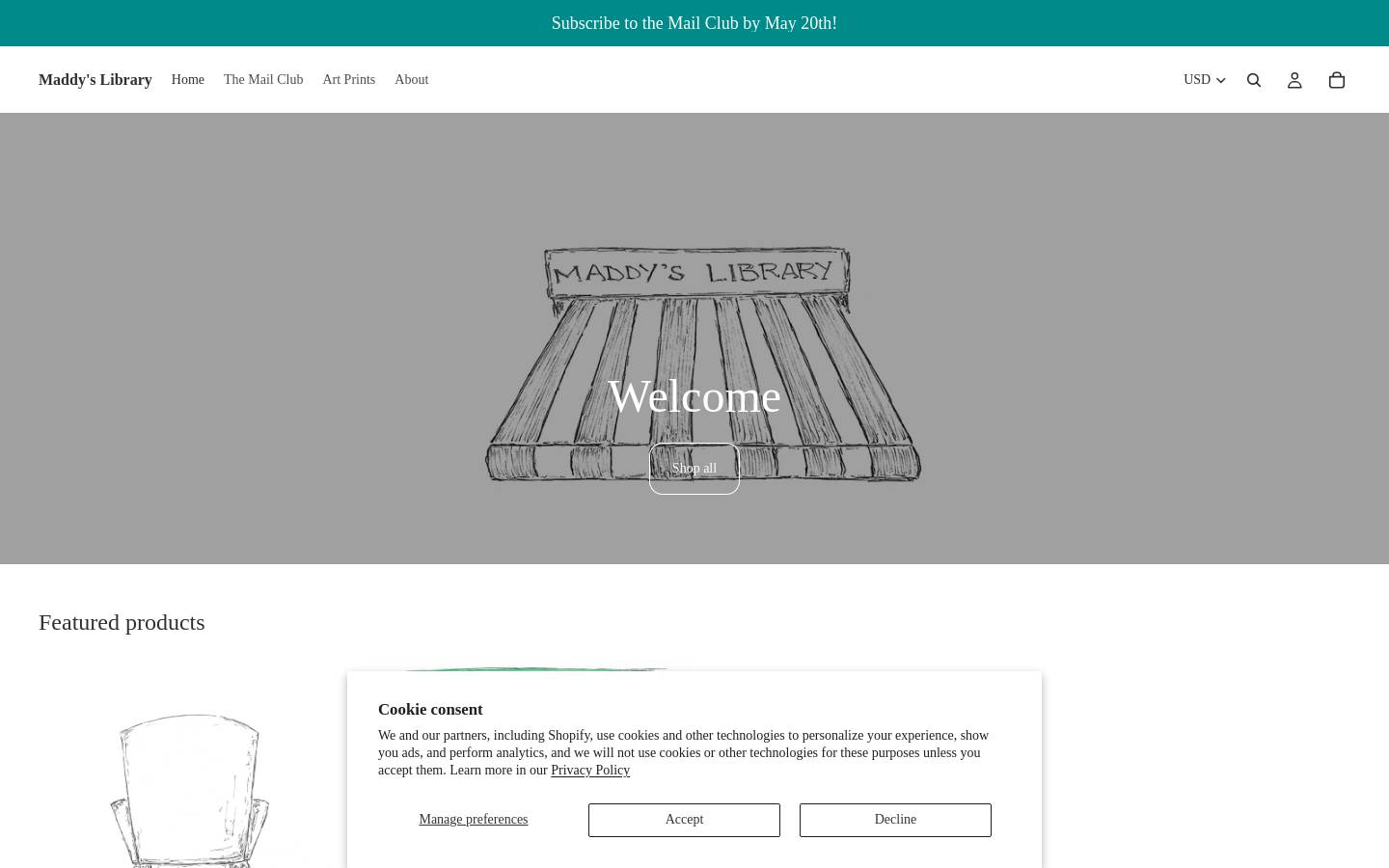 maddyslibrary.com homepage screenshot