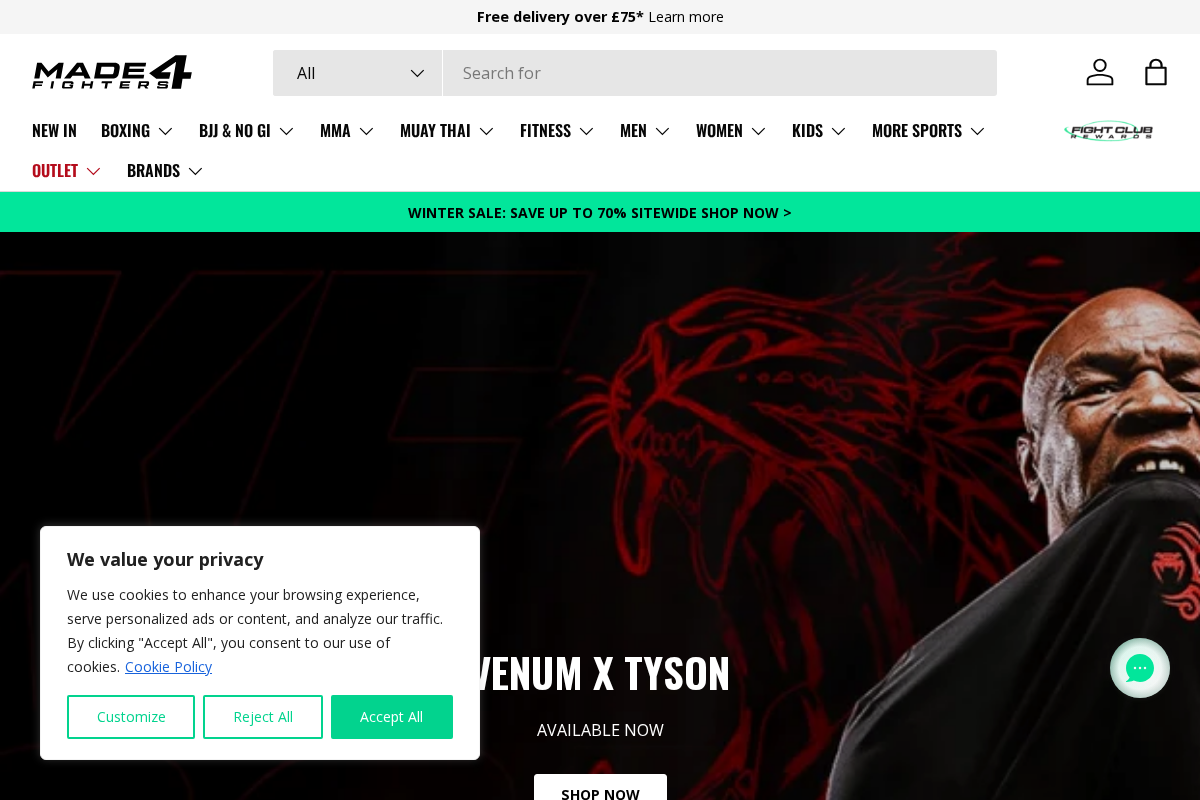 Made 4 Fighters homepage screenshot