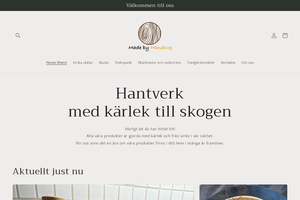 madebyhandrup.se homepage screenshot