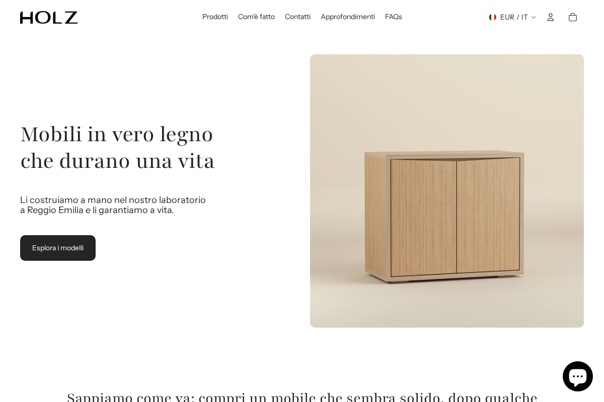 HOLZ - Modern plywood furniture homepage screenshot