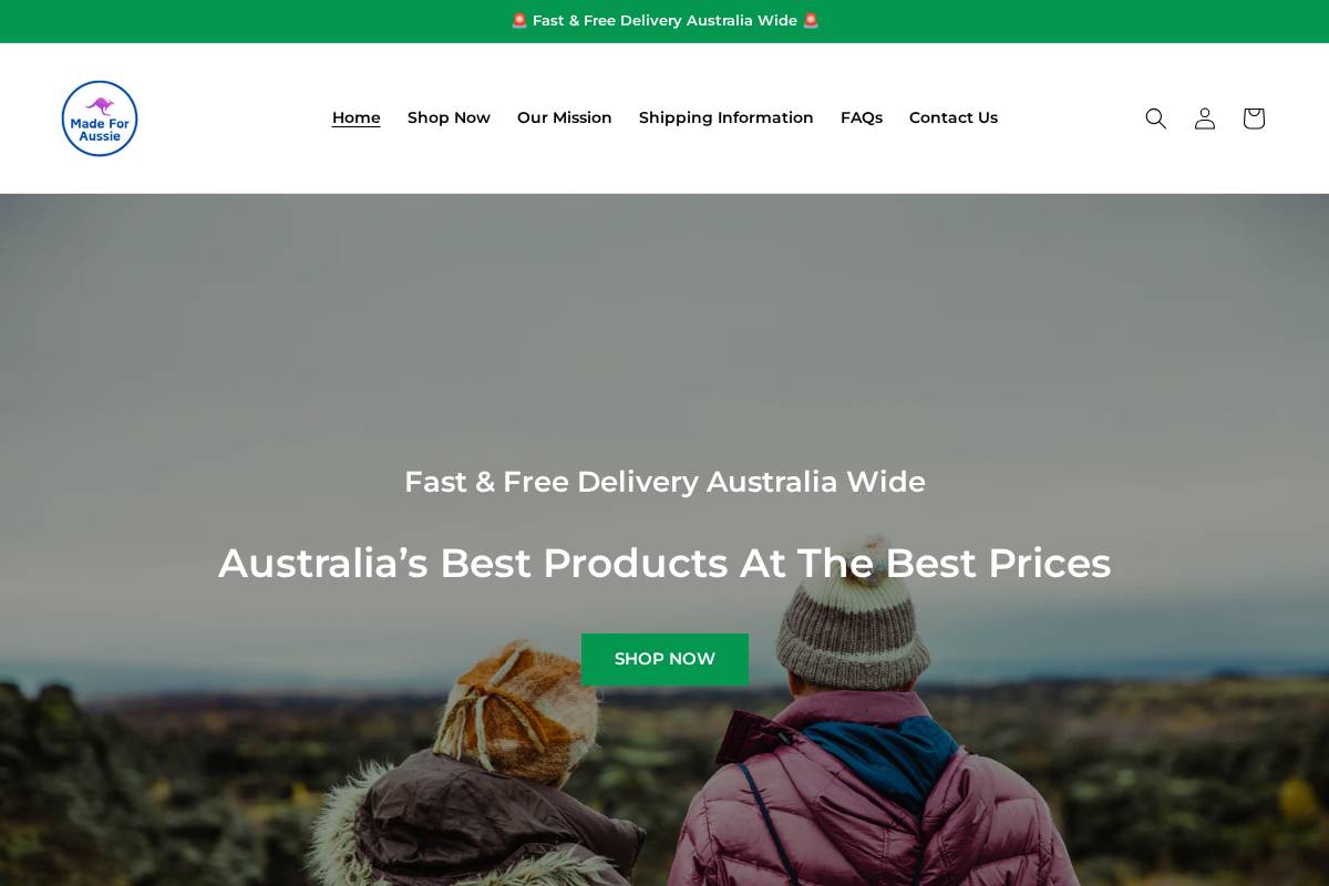 madeforaussie.com homepage screenshot