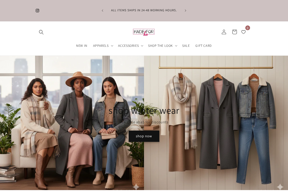 Made For Her Label homepage screenshot