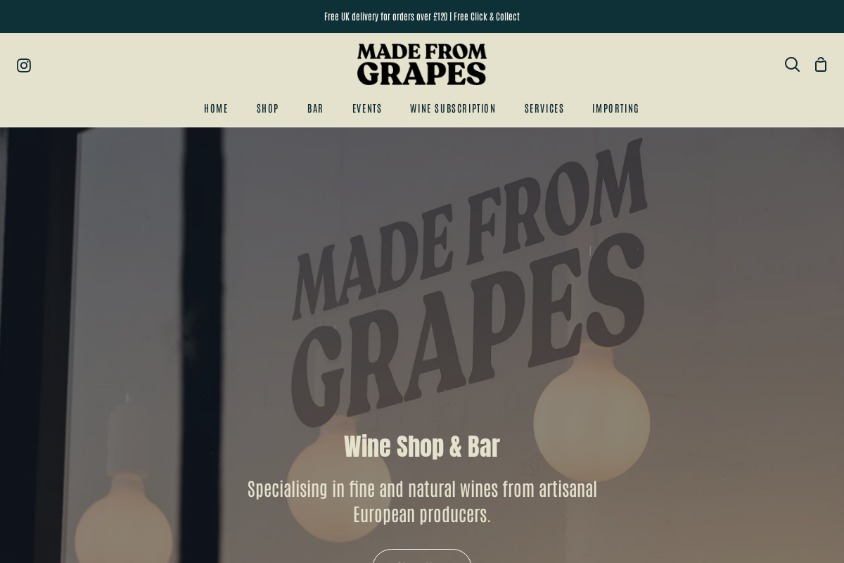 Made From Grapes homepage screenshot