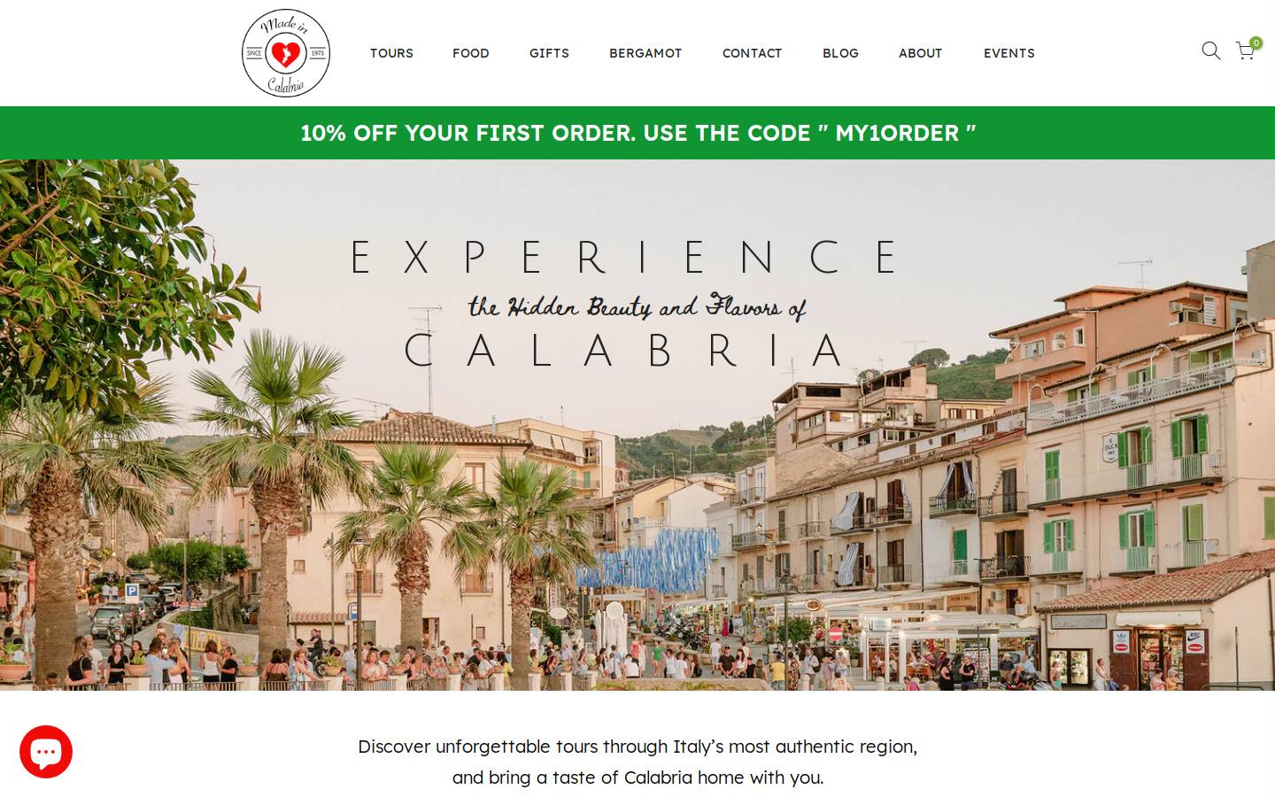 madeincalabriaitaly.com homepage screenshot