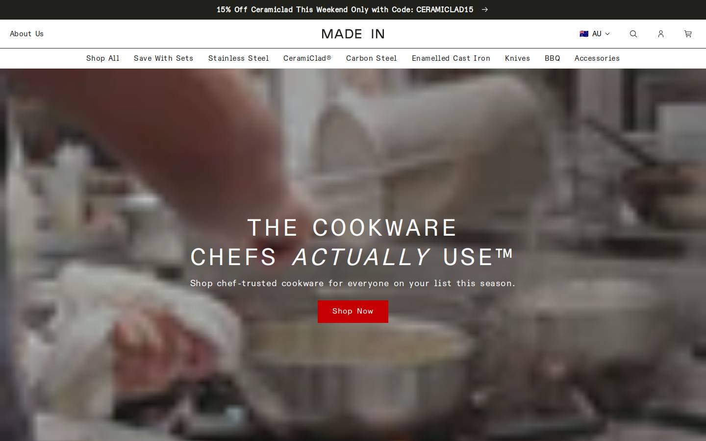 Made In Cookware homepage screenshot