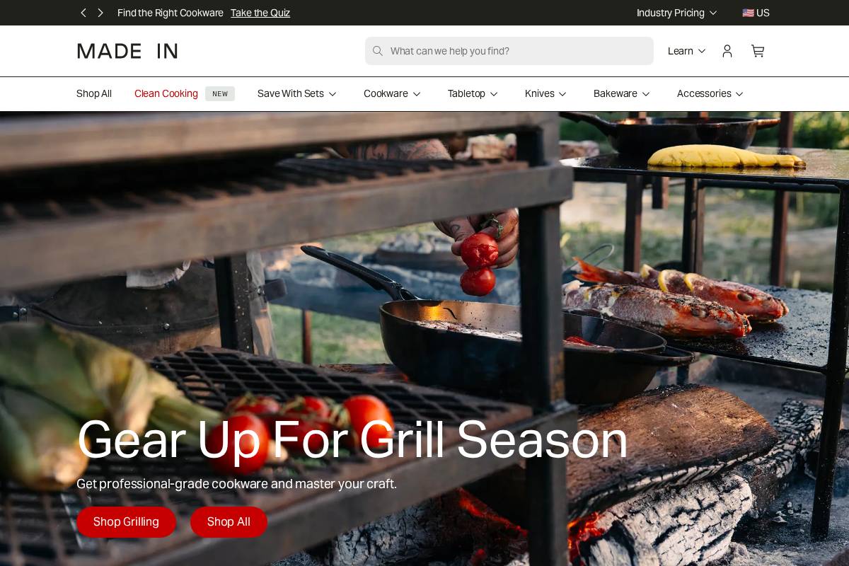 Made In Cookware homepage screenshot