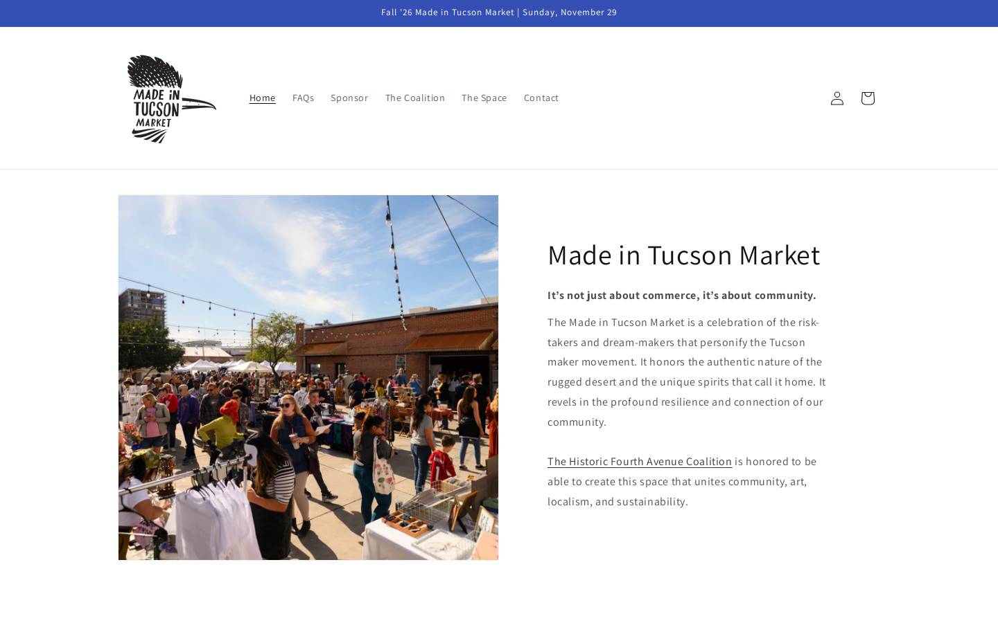 madeintucsonmarket.com homepage screenshot
