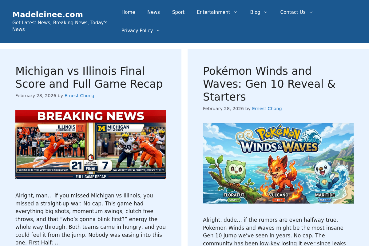 madeleinee.com homepage screenshot