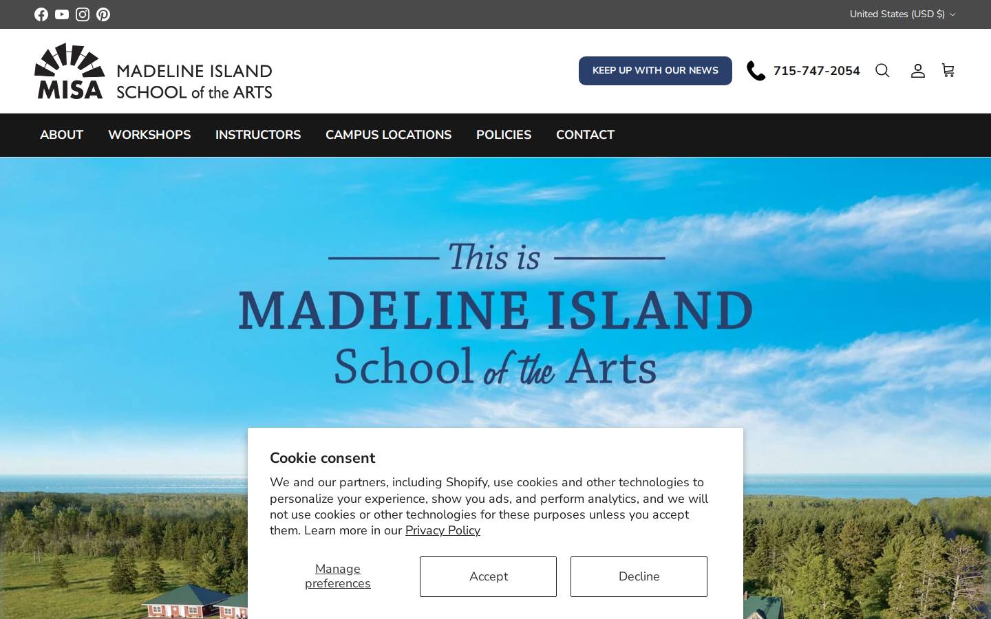 madelineartschool.com homepage screenshot