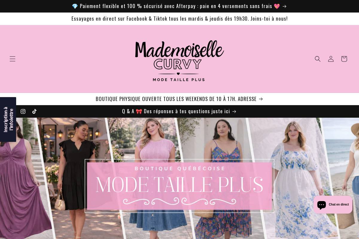 mademoisellecurvy.com homepage screenshot