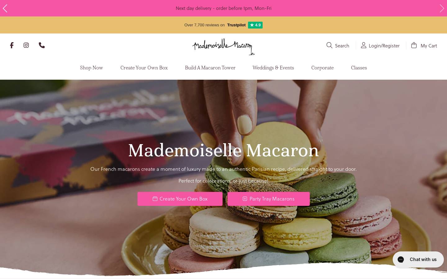 Mademoiselle Macaron homepage screenshot