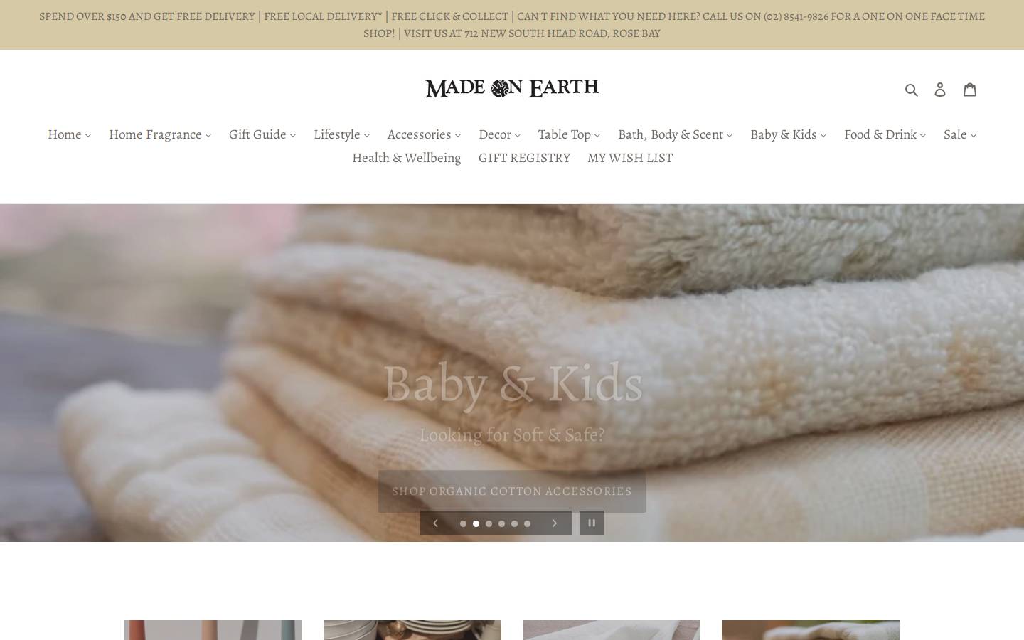 madeonearth.com.au homepage screenshot