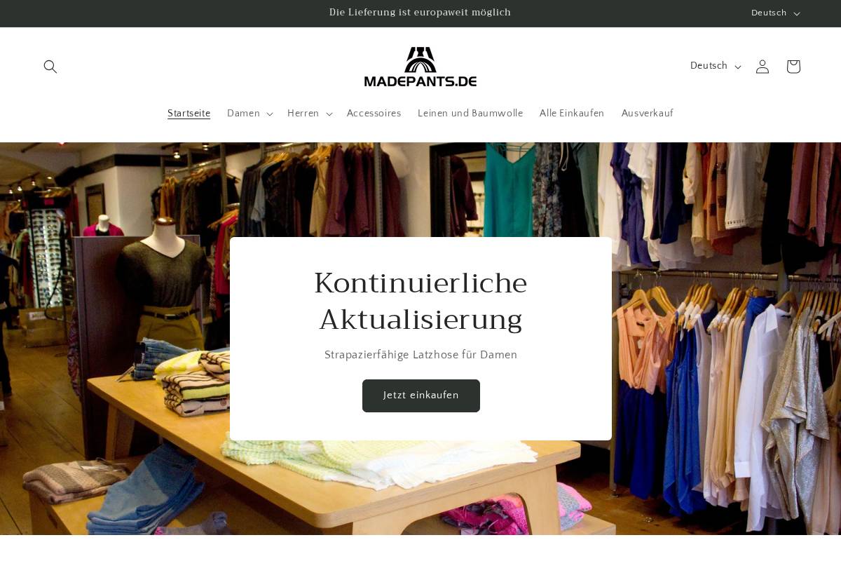 Madepants homepage screenshot
