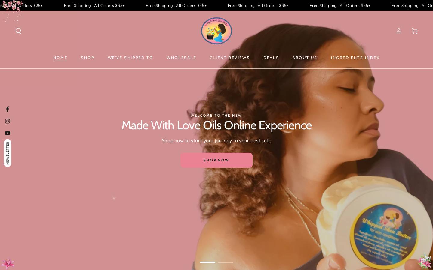 madewithloveoils.com homepage screenshot