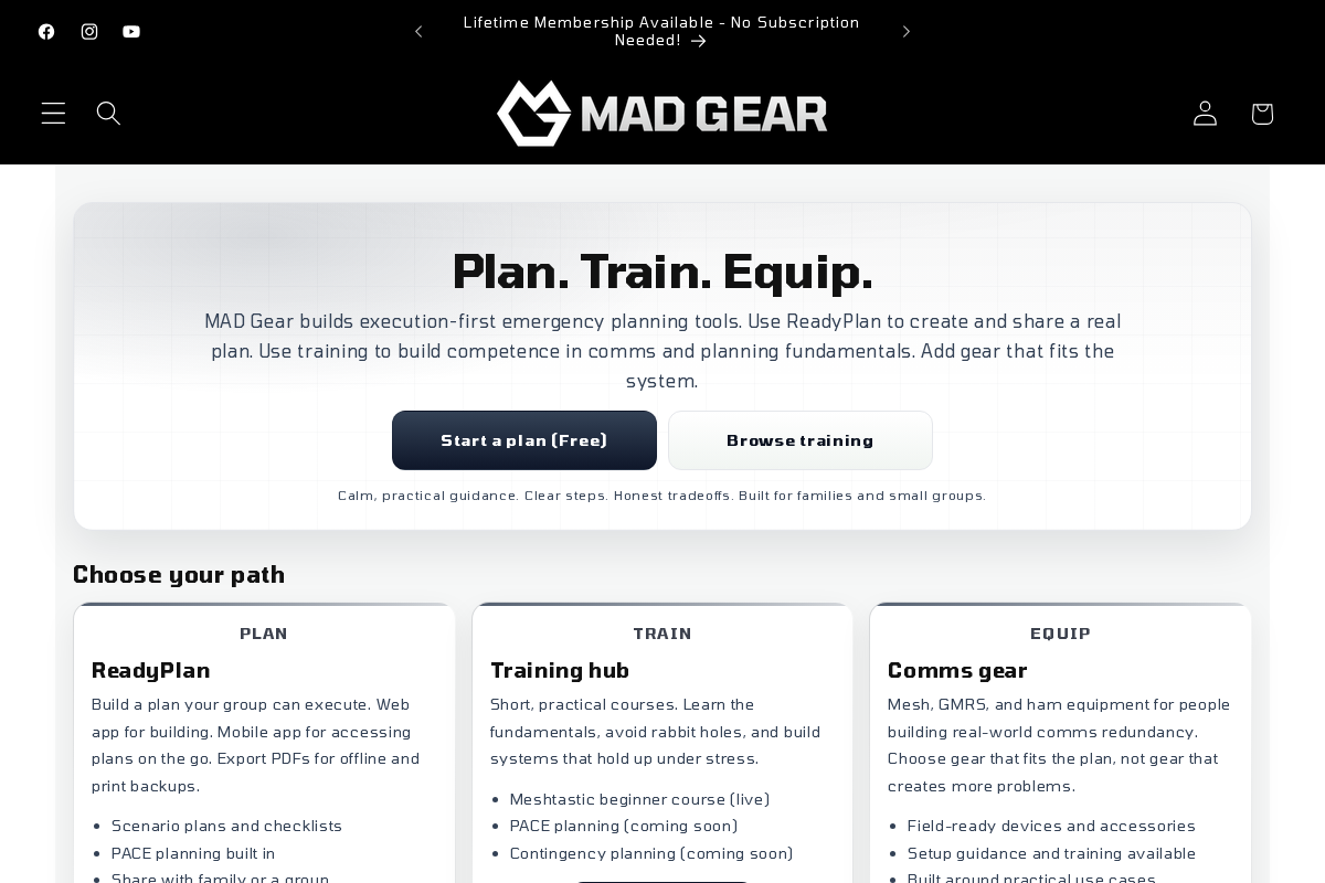 M.A.D. Gear homepage screenshot