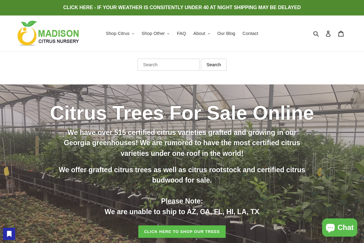 Madison Citrus Nursery homepage screenshot