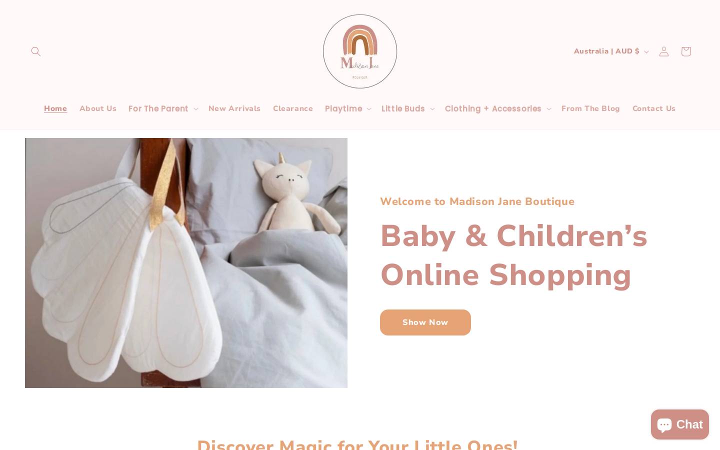 madisonjane.com.au homepage screenshot