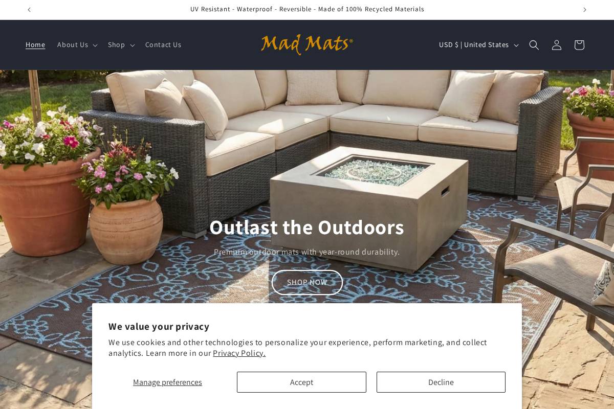 madmats.com homepage screenshot