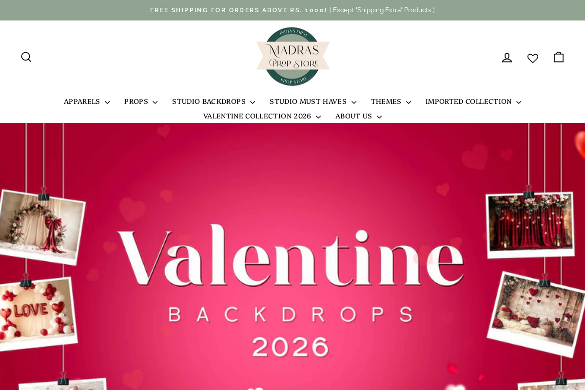 Madras Prop Store homepage screenshot