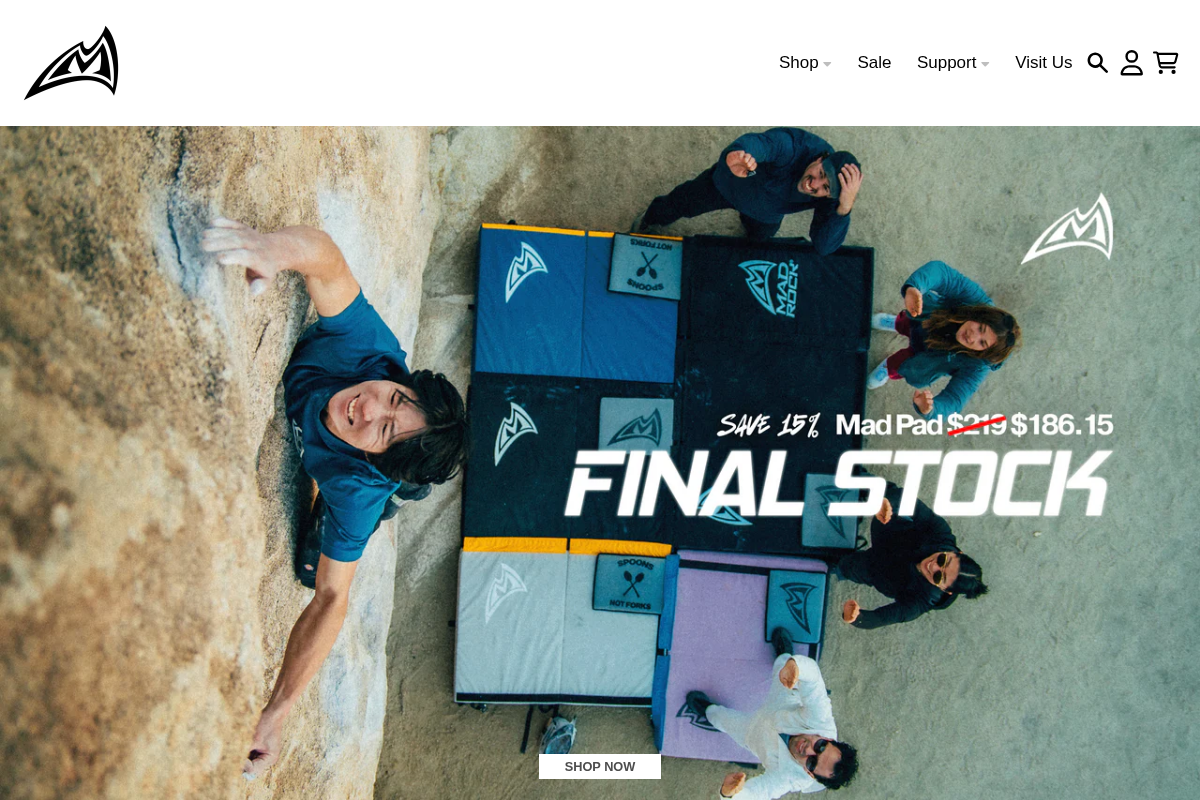 Mad Rock Climbing homepage screenshot